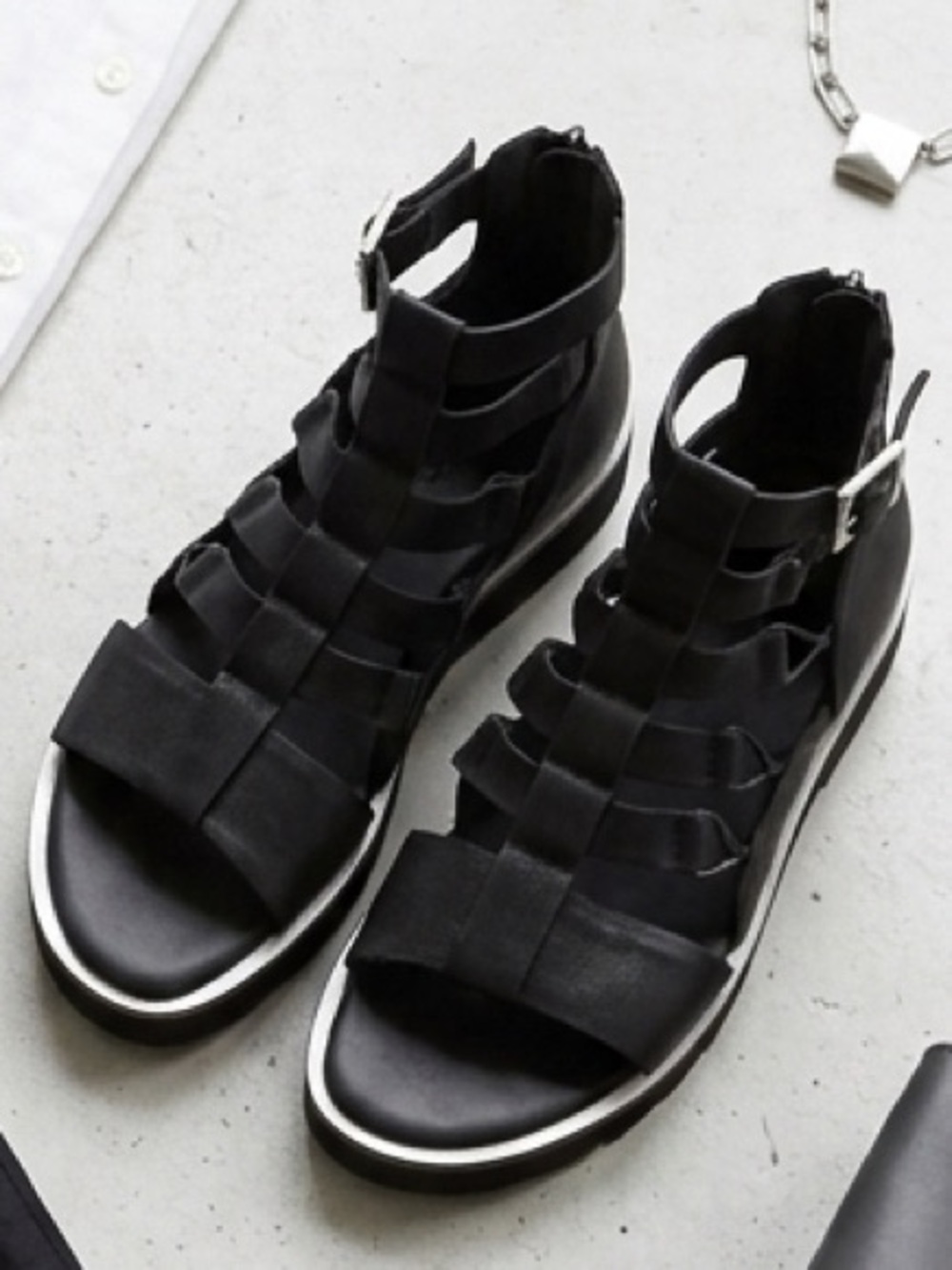 Free People Black Leather Gladiator Platform Sandals  39 Boho Leather Whimsygoth